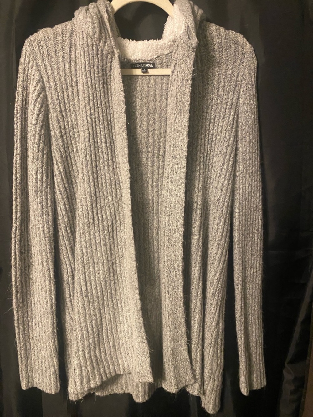 Fashion Nova Gray Ribbed Open-Front Cardigan Sweater